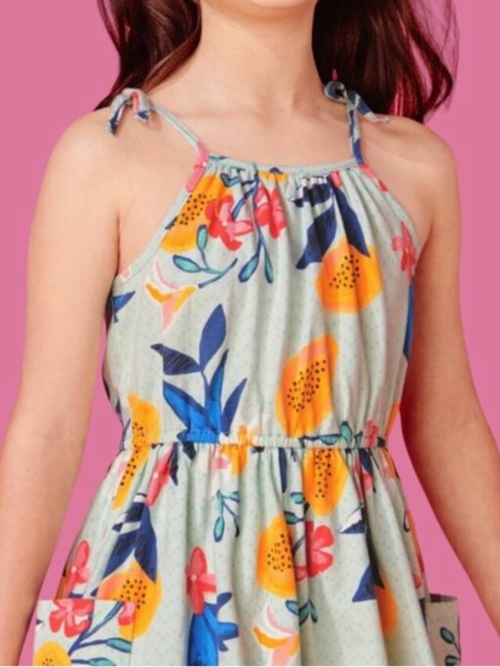 Tea Collection Tie Shoulder Twirl Dress - Jamaican Papaya